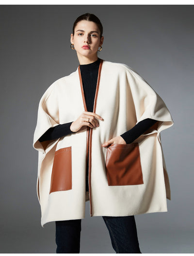 Chal Cruzado de Cuero Crema para Otoño e Invierno - Image 18