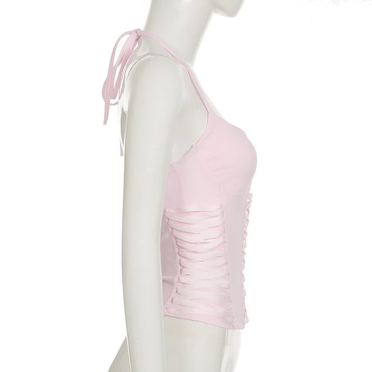 Chaleco Halter con Control de Cintura y Cordones - Diseño Veraniego para Mujer - Image 12