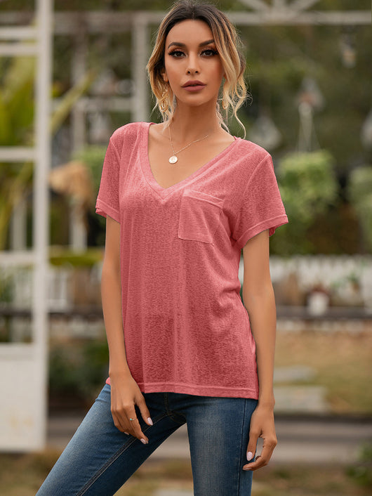 Blusa Casual Holgada con Escote en V y Bolsillos - Image 15