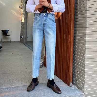 Jeans Slim Fit Estilo Retro Británico para Hombre - Image 97