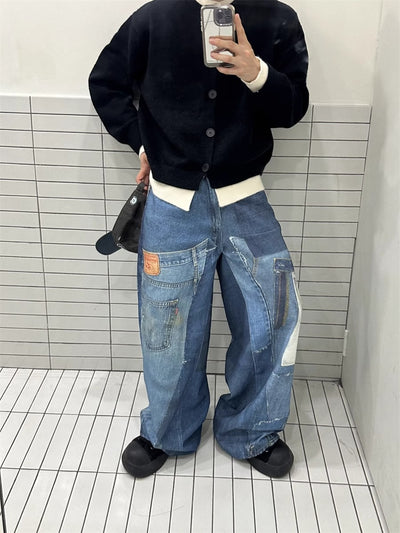 Jeans Rectos Sueltos Diseño Independiente Retro Americano para Hombre - Image 17
