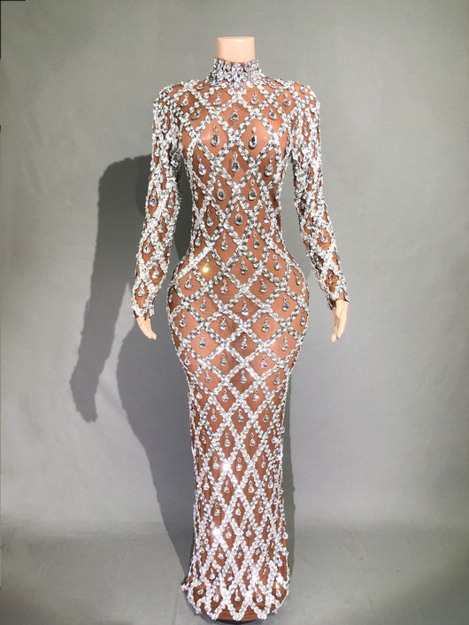 Vestido de Fiesta Elegante con Cristales Brillantes para Mujer - Image 49
