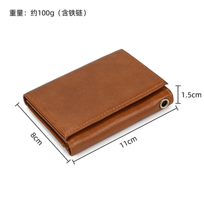 Billetera de Cuero Genuino para Hombre con Protección RFID y Cadena de Metal - Image 9