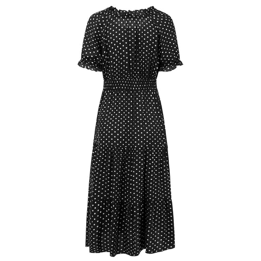 Vestido de Verano Lunares Verde Chifón Europeo - Image 46