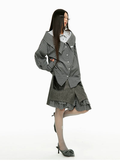 Falda Midi Twill con Flecos y Detalles Combinados - Image 22