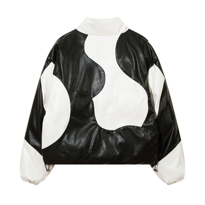 Abrigo Acolchado de Algodón con Cuello Alto y Costuras Irregulares Bicolor - Image 13