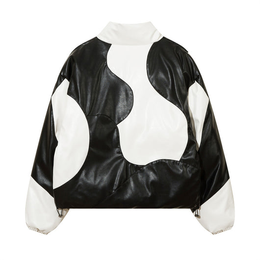 Abrigo Acolchado de Algodón con Cuello Alto y Costuras Irregulares Bicolor - Image 13