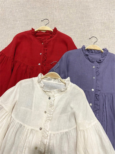 Blusa Lino Artística Estilo Japonés con Mangas Princesa - Image 13