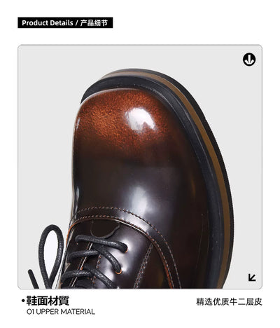 Zapatos de Cuero Bicolor con Suela Gruesa para Hombre - Casual y Profesional - Image 23