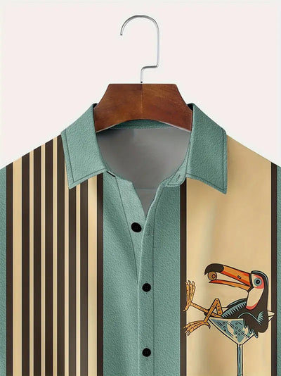 Camisa Hawaiana de Rayas con Cierre de Hebilla para Hombre - Image 14