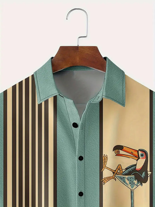 Camisa Hawaiana de Rayas con Cierre de Hebilla para Hombre - Image 14