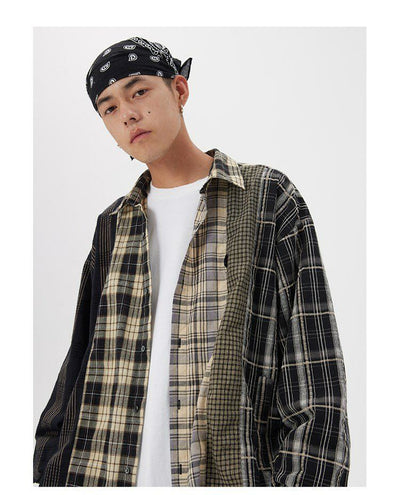 Camisa Casual de Cuadros Retro Americana con Costuras Reforzadas para Hombre - Image 17