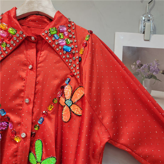 Blusa Larga de Invierno con Detalles de Cuentas para Mujer - Image 17