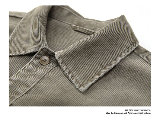 Camisa de Trabajo Pana Lavada Multi-Bolsillos Hombre - Versátil y Durable - Image 29
