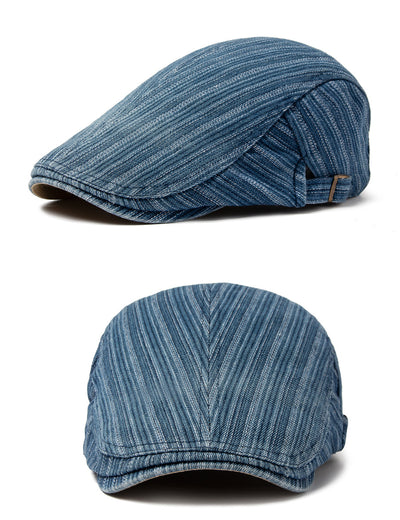 Boina Retro de Algodón Denim Lavado con Costura Británica para Hombre - Image 19