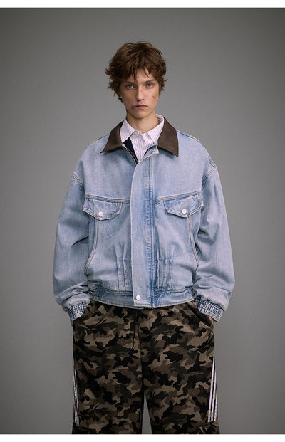 Chaqueta Denim Motociclista Holgada Deslavada para Hombre y Mujer - Image 10