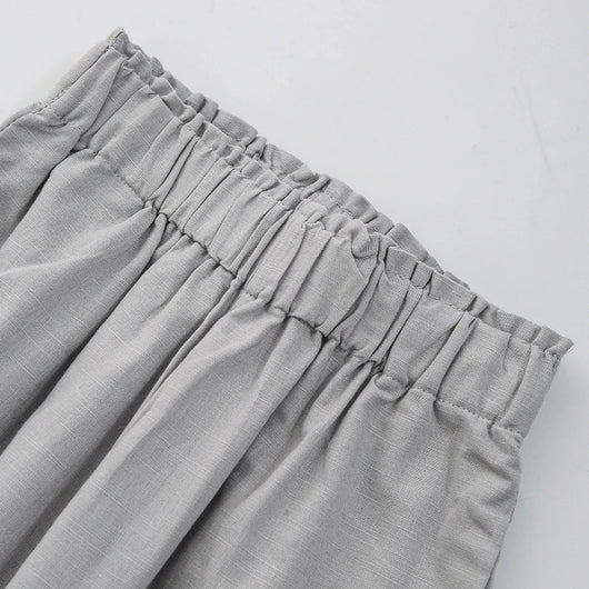 Pantalón Ancho de Lino y Algodón con Cintura Elástica - Image 55