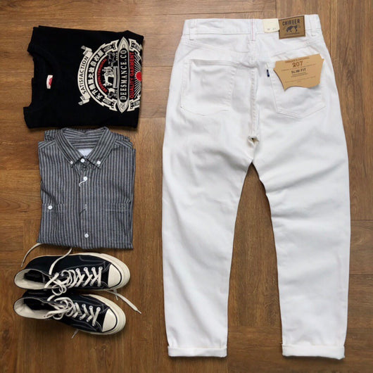 Pantalones Vaqueros Blancos Rectos para Hombre - Casual Moderno - Image 19