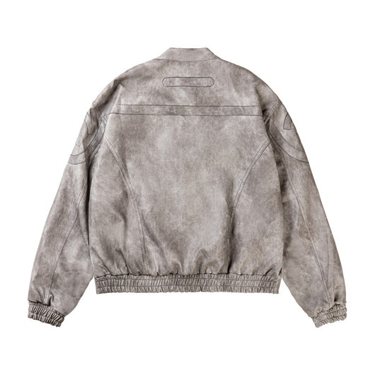 Chaqueta Motociclista de Cuero PU con Efecto Mármol y Cuello Alzado - Image 10