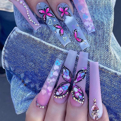Uñas Artísticas Mariposa Degradado Corazón - Image 17