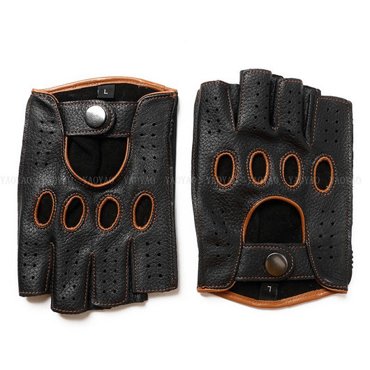 Guantes de Cuero Mitad Dedo para Motociclismo y Actividades al Aire Libre - Image 47