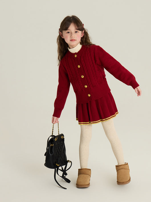 Conjunto Infantil Cardigan Tejido con Falda Plisada - Image 16