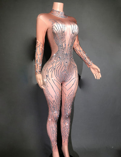 Jumpsuit Ajustado con Rayas y Cristales Brillantes para Mujer - Image 12
