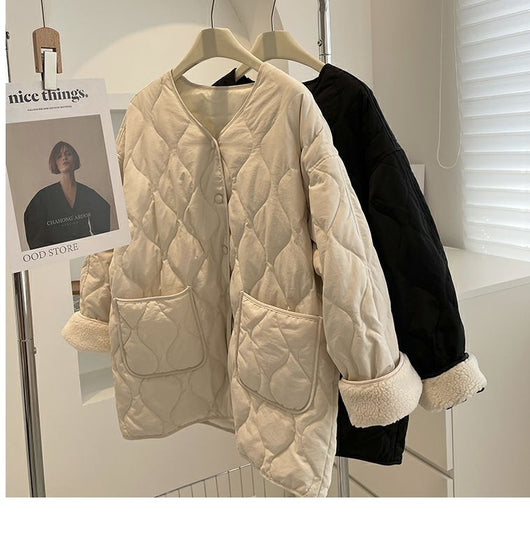 Abrigo Acolchado Mujer Estilo Holgado con Diseño Diamante Cosido - Image 14