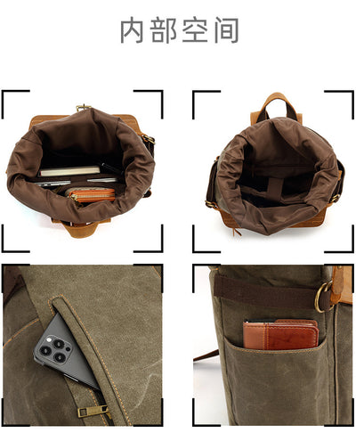 Mochila de Cuero Crazy Horse para Viajes - Bolsa Multifuncional Hombre con Compartimento Laptop - Image 22