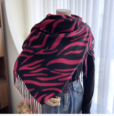 Pashmina Estampada con Rayas y Borlas - Lujo y Calidez - Image 14