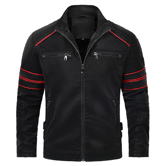 Chaqueta de Cuero PU con Cuello Mao para Hombre - Image 8