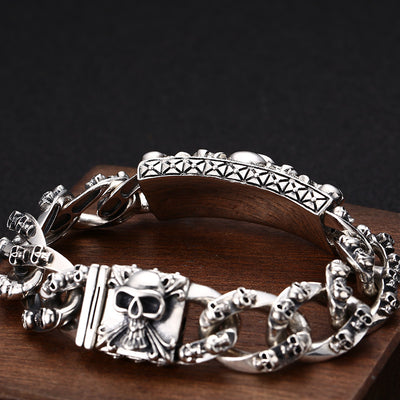 Pulsera de Plata S925 Estilo Hip Hop con Diseño de Vid Eterna y Nariz de Cerdo Personalizable para Hombre - Image 14