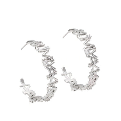 Aretes de Letras Metálicas Personalizadas Estilo Ins - Pendientes C - Image 11