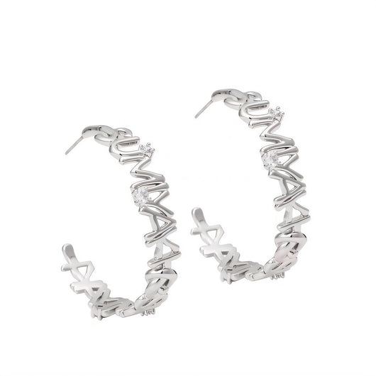 Aretes de Letras Metálicas Personalizadas Estilo Ins - Pendientes C - Image 11