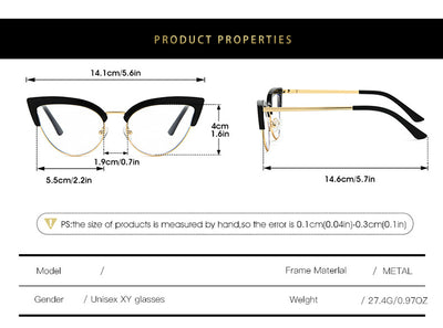 Gafas Elegantes Marco Grande Metal Mitad Inferior - Image 12