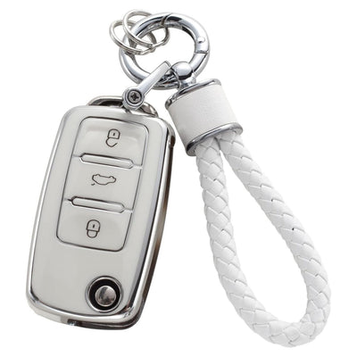 Funda Protectora para Llaves de Auto con Diseño Plateado y Llavero Elegante - Image 10