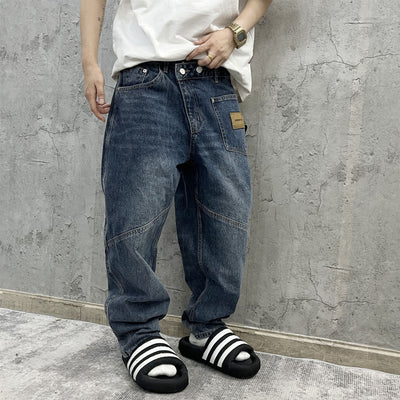 Pantalones Cargo Vaqueros Retro Lavado Pesado con Diseño de Bolsillos Oblicuos - Image 11