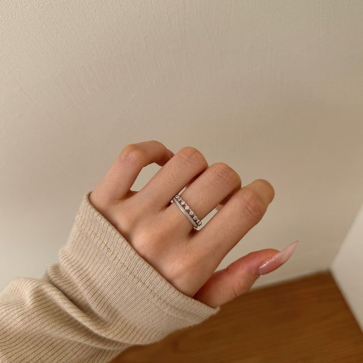 Anillo Cerrado Doble Fila Estilo Bosque de Diamantes - Image 24