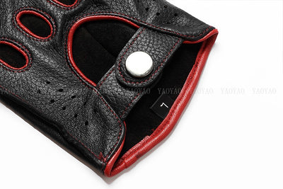 Guantes de Cuero Mitad Dedo para Motociclismo y Actividades al Aire Libre - Image 37