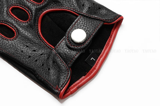 Guantes de Cuero Mitad Dedo para Motociclismo y Actividades al Aire Libre - Image 37