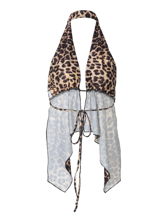 Chaleco Cardigan Corto Estampado Leopardo con Halter para Mujer - Image 37