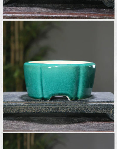 Maceta de Barro Púrpura Estilo Chino con Patrones Geométricos para Bonsái - Image 18