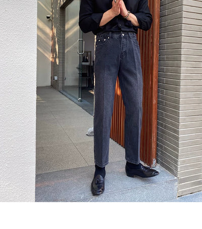 Jeans Slim Fit Estilo Retro Británico para Hombre - Image 77