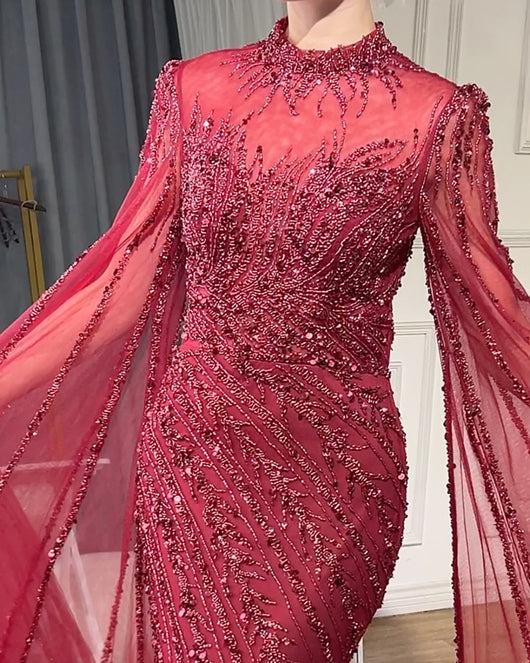 Vestido de Gala Elegante con Mangas Volantes y Falda Sirena - Image 34