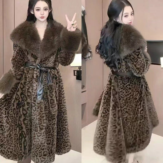 Abrigo Suelto de Terciopelo Dorado con Estampado de Leopardo - Image 9