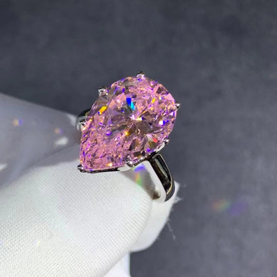 Anillo de Diamante Talla Gota en Circón Amarillo de Alto Carbono - Image 19