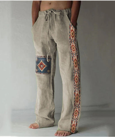 Pantalones Casuales Sueltos de Lino Estampado para Hombre - Image 35