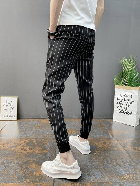 Pantalones Casuales Slim Fit Hombre con Rayas Verticales para Primavera y Verano - Image 47