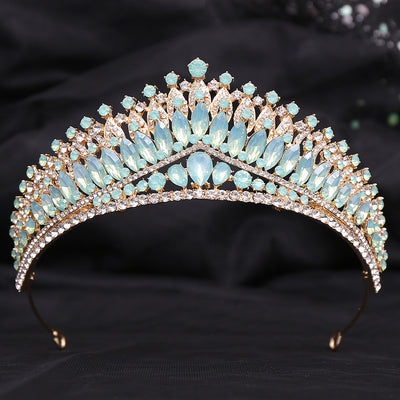 Corona Nupcial de Cristal Verde Brillante con Aleación y Incrustaciones - Image 67