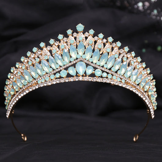 Corona Nupcial de Cristal Verde Brillante con Aleación y Incrustaciones - Image 67